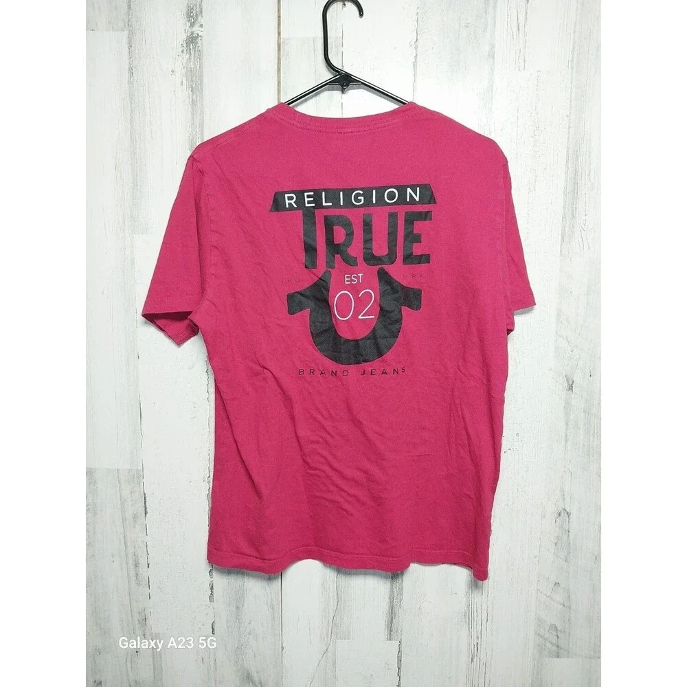 True Religion Shirt Mens Large Red 2024 Logo Double Sided Graphic Tee